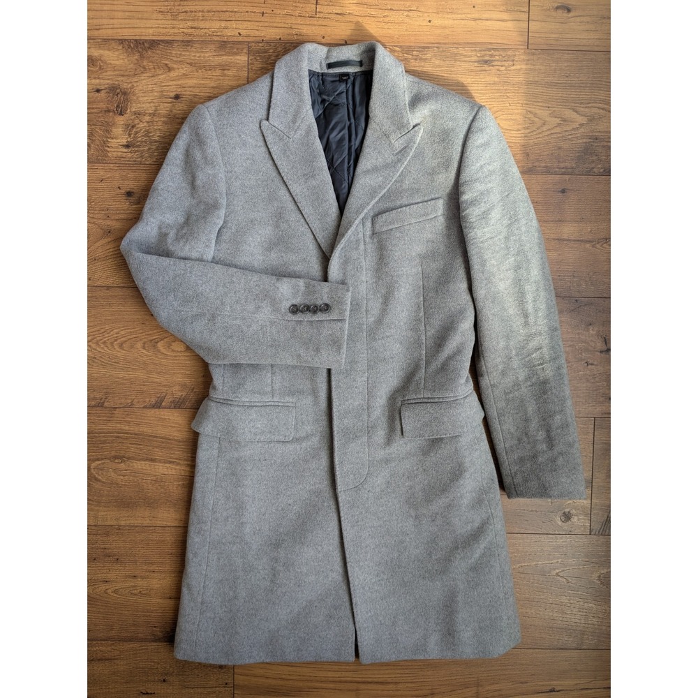 J.Crew Ludlow Topcoat Mens 34S Grey Italian Wool Cashmere Overcoat Jacket RED